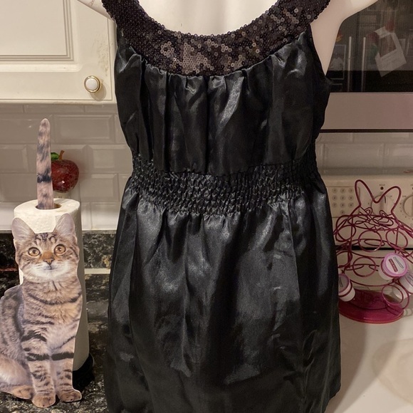 a womens Studio Y dressy sleeveless solid black sequins regular size blouse xl - Picture 2 of 3